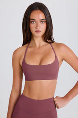 Four-Way Stretch Scoop-Neck Halterneck Sports Bra in Acai