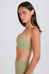 Four-Way Stretch Scoop-Neck Halterneck Sports Bra in Matcha