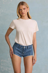 Low-Rise Hot Pants in Mid-Blue