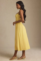 Modal A-Line Midaxi Dress in Pastel Yellow