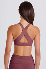 Four-Way Stretch Crossback V-Neck Sports Bra in Acai