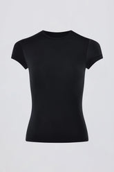 Cut-Out Longline T-Shirt in Black
