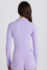 Soft Active Contrast Zip-Up Jacket in Lilac