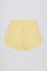 Button-Detail Mid-Rise Shorts in Lemon