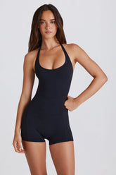 Soft Active Halterneck Unitard in Black
