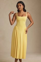 Modal A-Line Midaxi Dress in Pastel Yellow