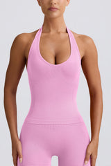 Define Luxe Halterneck Tank Top in Bubblegum Pink