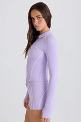 Soft Active Contrast Zip-Up Jacket in Lilac