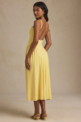 Modal A-Line Midaxi Dress in Pastel Yellow