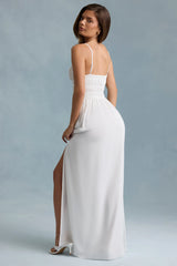 Shirred Camisole Maxi Dress in White