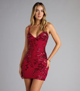 AJ Sequin Lace-Up Bodycon Mini Dress