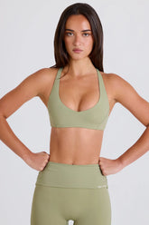 Four-Way Stretch Crossback V-Neck Sports Bra in Matcha