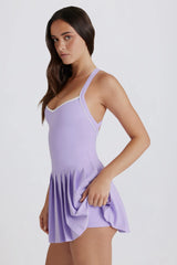 Soft Active Crossback Pleated Tennis Dress in Lilac