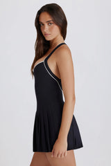 Soft Active Crossback Pleated Tennis Dress in Black