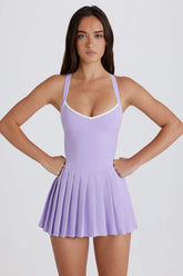 Soft Active Crossback Pleated Tennis Dress in Lilac
