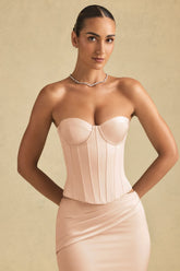 Lace-Up Corset Top in Beige Gold