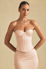 Lace-Up Corset Top in Beige Gold