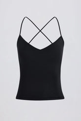 Cross-Back Tank Top in Black