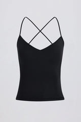 Cross-Back Tank Top in Black