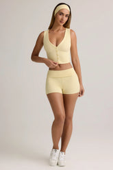 Modal Ribbed Mid-Rise Foldover Shorts in ButterCream Yellow
