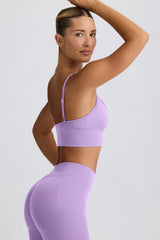 Define Luxe V-Neck Sports Bra in Lilac