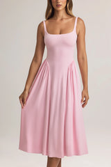 Modal A-Line Midaxi Dress in Pastel Pink