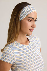 Modal Ribbed Headband in Blue & Yellow Stripe