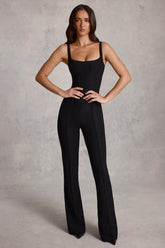 Corset Flared Jumpsuit in Black