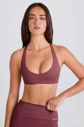 Four-Way Stretch Crossback V-Neck Sports Bra in Acai