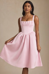 Draped Corset Midaxi Dress in Blush