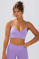 Define Luxe V-Neck Sports Bra in Lilac