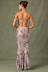Embellished Cut-Out Fishtail Maxi Dress in Lilac