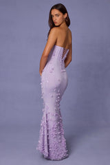 Lace-Up Corset Maxi Dress in Lilac