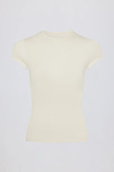 Cut-Out Longline T-Shirt in Cream
