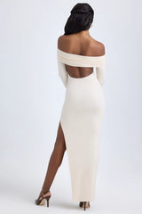 Modal Off-Shoulder Open-Back Maxi Dress in Ivory
