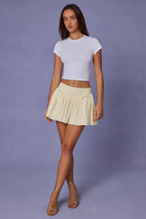 Bow-Detail Broderie Anglaise Mini Skirt in Ivory