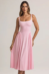 Modal A-Line Midaxi Dress in Pastel Pink