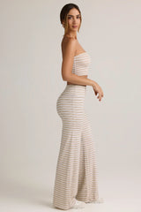 Modal Foldover Wide-Leg Trousers in Pink & Yellow Stripe