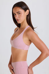 Four-Way Stretch Crossback V-Neck Sports Bra in Mauve
