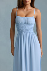 Shirred Camisole Maxi Dress in Sky Blue