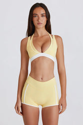 Soft Active Contrast Mini Shorts in Lemon