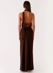 Keena Scarf Maxi Dress - Chocolate