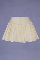 Bow-Detail Broderie Anglaise Mini Skirt in Ivory