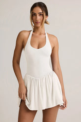 Modal Backless Halterneck Mini Dress in White