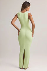Modal Button-Detail Maxi Dress in Sage Green