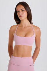 Four-Way Stretch Scoop-Neck Halterneck Sports Bra in Mauve