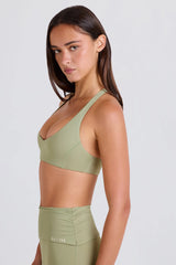 Four-Way Stretch Crossback V-Neck Sports Bra in Matcha