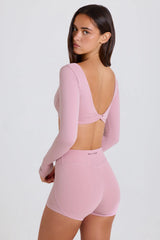 Four-Way Stretch Multiway Long-Sleeve Crop Top in Mauve