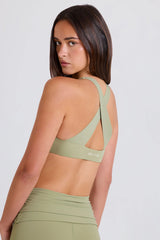 Four-Way Stretch Crossback V-Neck Sports Bra in Matcha
