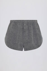 Button-Detail Mid-Rise Shorts in Dark Grey